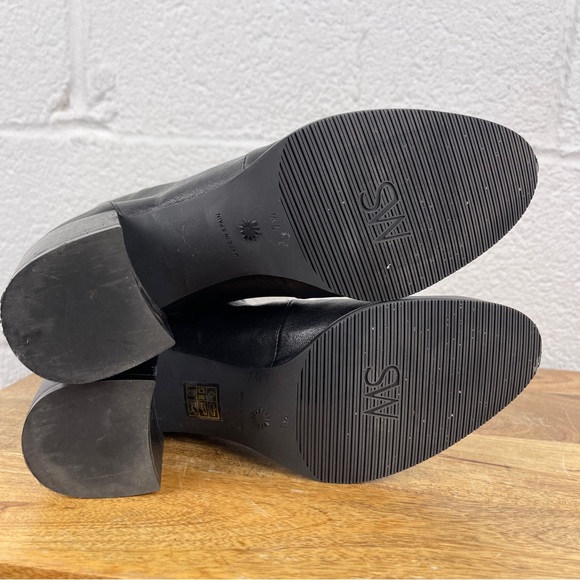 Stuart Weitzman Sleek 60 Leather Block Heel Sock Booties Size 38 - Picture 13 of 16